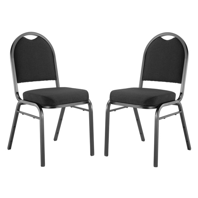OKLAHOMA SOUND CORPORATION National Public Seating 9260-BT/2  9200 Series: Dome-Back Padded Premium Fabric Upholstered Banquet Stack Chair, Ebony Black Seat/Black Sandtex Frame, Quantity: 2