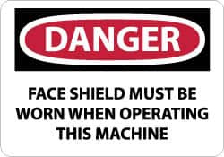 AccuformNMC Accident Prevention Sign: Rectangle, "Danger, FACE SHIELD MUST BE WORN WHEN OPERATING THIS MACHINE" D527PB