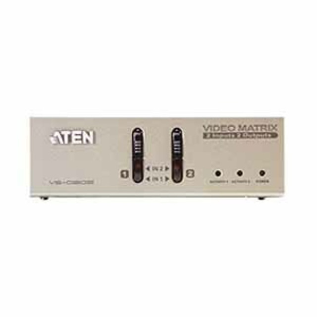 ATEN TECHNOLOGIES VS0202 Aten VS0202 2-Port Video Matrix Switch-TAA Compliant - 2 x HD-15 Video In, 2 x HD-15 Video Out, 2 x Audio Line In, 2 x Audio Line Out - 1600 x 1200 @ 60Hz, 800 x 600, 640 x 480 ATEN TECHNOLOGIES VS0202 Aten VS0202 2-Port Video Matrix Switch-TAA Compliant - 2 x HD-15 Video In, 2 x HD-15 Video Out, 2 x Audio Line In, 2 x Audio Line Out - 1600 x 1200 @ 60Hz, 800 x 600, 640 x 480