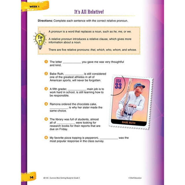 Shell Education 86130 Shell Education Summer Blast Spanish Workbook Printed Book