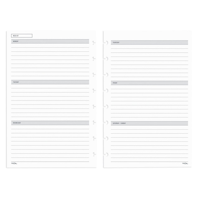 OFFICE DEPOT TUL TULJRFILR-UD-WM  Discbound Undated Weekly/Monthly Refill Pages, Junior Size, 68 Sheets