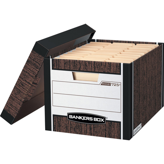 FELLOWES INC. 00725 Bankers Box R Kive Standard-Duty Storage Boxes With Lift-Off Lids, Letter/Legal Size, 15in x 12in x 10in, 60% Recycled, Woodgrain, Case Of 12 FELLOWES INC. 00725 Bankers Box R Kive Standard-Duty Storage Boxes With Lift-Off Lids, Letter/Legal Size, 15in x 12in x 10in, 60% Recycled, Woodgrain, Case Of 12