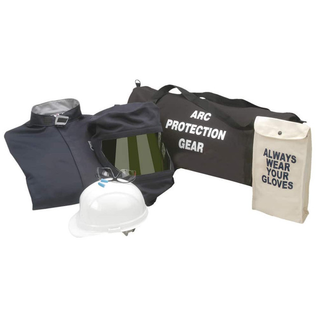 Chicago Protective Apparel AG43-CV-M-NG Arc Flash Clothing Kits; Protection Type: Arc Flash ; Garment Type: Coveralls; Hoods ; Maximum Arc Flash Protection (cal/Sq. cm): 43.00 ; Size: Medium ; Glove Type: Not Included ; Head or Face Protection Type: 