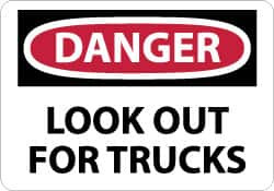 AccuformNMC Accident Prevention Sign: Rectangle, "Danger, LOOK OUT FOR TRUCKS" D583PB
