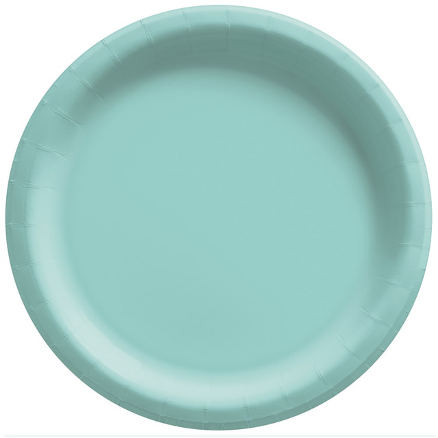 AMSCAN 640011.121  Round Paper Plates, Robin's Egg Blue, 6-3/4in, 50 Plates Per Pack, Case Of 4 Packs