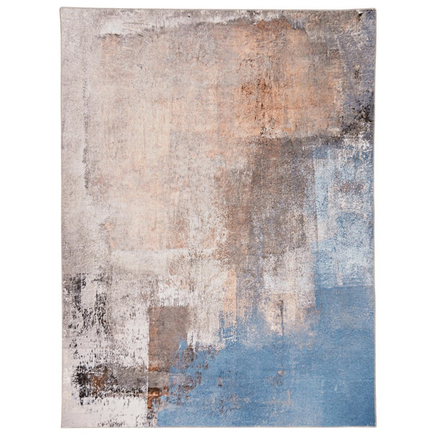LINON HOME DECOR PRODUCTS, INC OD4687 Linon Washable Area Rug, 5ft x 7ft, Durand Beige/Blue LINON HOME DECOR PRODUCTS, INC OD4687 Linon Washable Area Rug, 5ft x 7ft, Durand Beige/Blue