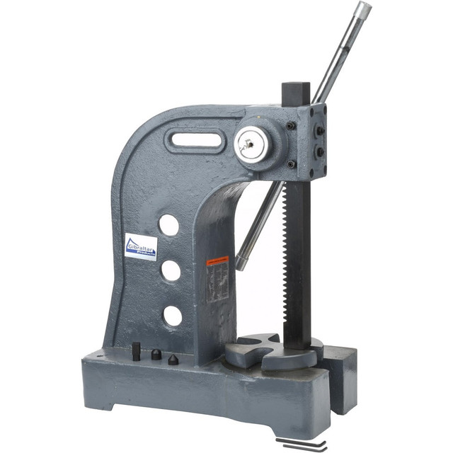 Gibraltar 805-10302 Pneumatic Arbor Press: 1-1/2" Ram, 5-1/4" Throat Depth, 3 Ton Pressure, 12" Stroke, 12-1/2" Max Work Height