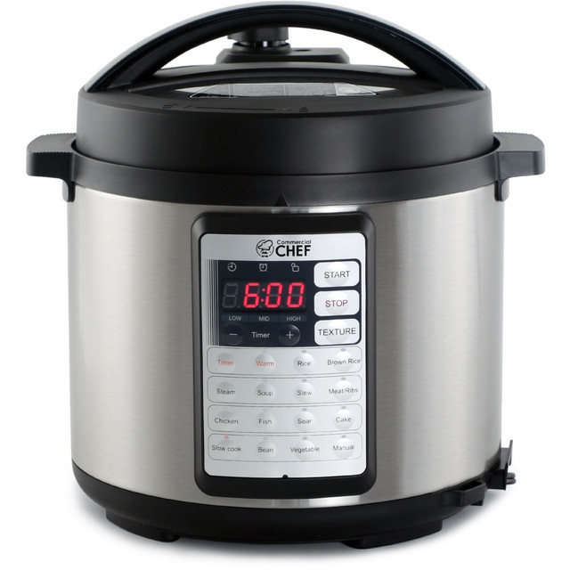 W APPLIANCE COMPANY LLC Commercial Chef CHP63MS  13-in-1 Electric Pressure Cooker, 6.3-Quart, Silver