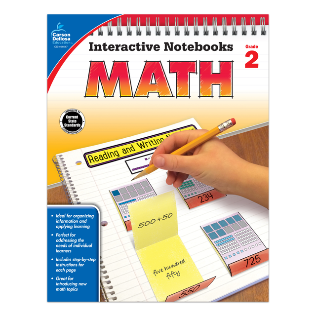 CARSON-DELLOSA PUBLISHING LLC 104647 Carson-Dellosa Interactive Notebook For Math, Grade 2