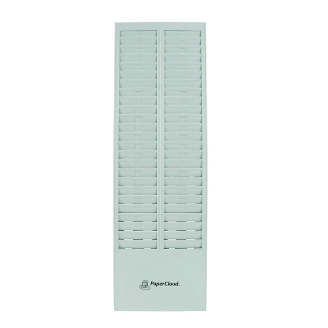 PROCESSING POINT INC. PCTCR50 PaperCloud Time Card Rack, 50 Pockets, 27inH x 8.25inW x 1.4inD, Gray, PCTCR50 PROCESSING POINT INC. PCTCR50 PaperCloud Time Card Rack, 50 Pockets, 27inH x 8.25inW x 1.4inD, Gray, PCTCR50