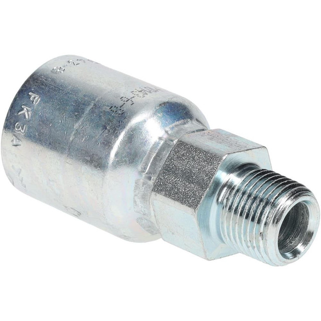 Parker 10143-6-8 Hydraulic Hose Male Rigid Fitting: 0.5" ID, 8 mm, 3/8-18, 10,000 psi