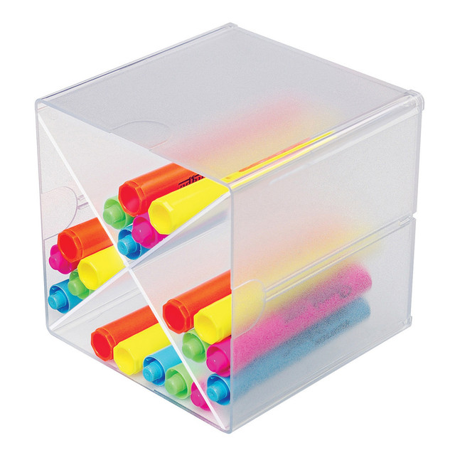 DEFLECT-O CORPORATION 350201 Deflecto Stackable Cube With X Divider, 6inH x 6inW x 6inD, Clear DEFLECT-O CORPORATION 350201 Deflecto Stackable Cube With X Divider, 6inH x 6inW x 6inD, Clear