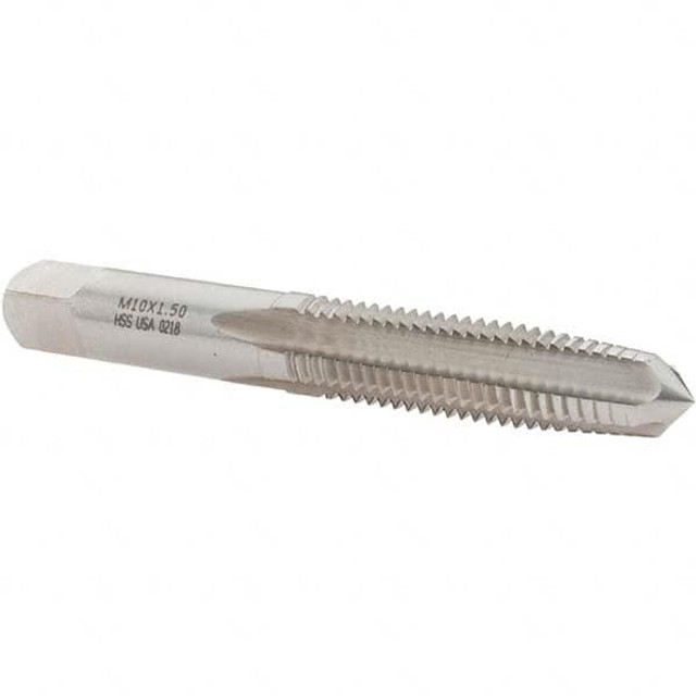 MSC 19461 Straight Flute Tap: M10x1.50 Metric Coarse, 4 Flutes, Taper, High Speed Steel, Bright/Uncoated