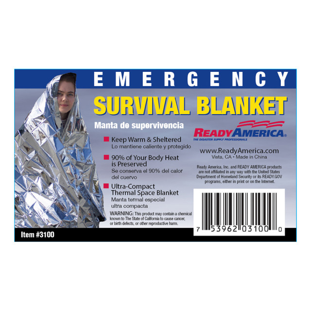 READY AMERICA 3101  Emergency Survival Blankets, Pack of 25 Blankets