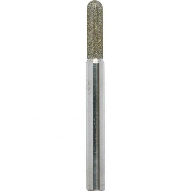 Strauss PCRI1/4-01D#40 Grinding Pins; Head Shape: Ball Nose ; Abrasive Material: Diamond ; Grade: Extra Coarse ; Grit: 40 ; Head Length: 0.75in ; UNSPSC Code: 23131514