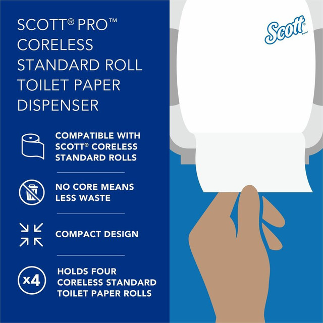 Kimberly-Clark Corporation Scott 44517 Scott Pro High-Capacity Coreless Standard Roll Toilet Paper Dispenser Kimberly-Clark Corporation Scott 44517 Scott Pro High-Capacity Coreless Standard Roll Toilet Paper Dispenser