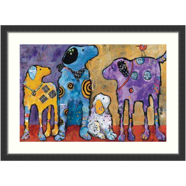 UNIEK INC. Amanti Art A42703405395  Cast of Characters: Dogs by Jenny Foster Wood Framed Wall Art Print, 33inH x 45inW, Black