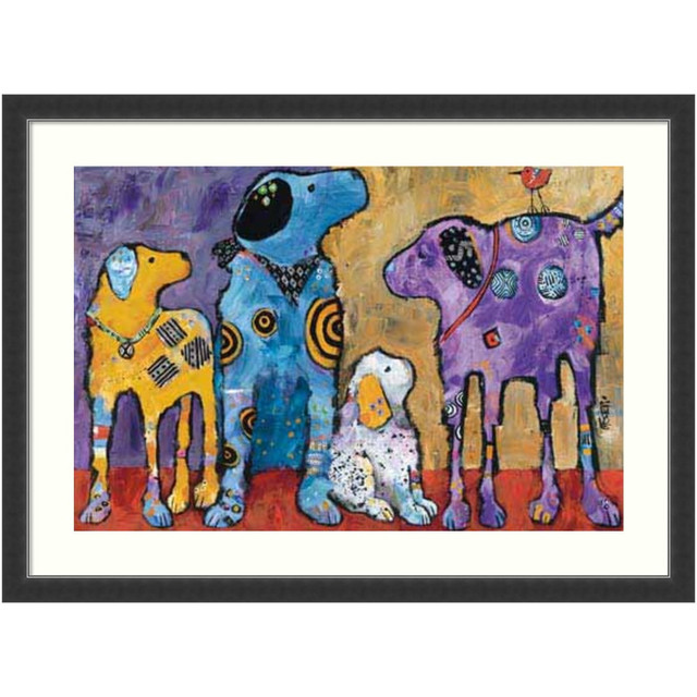 UNIEK INC. A42703405395 Amanti Art Cast of Characters: Dogs by Jenny Foster Wood Framed Wall Art Print, 33inH x 45inW, Black