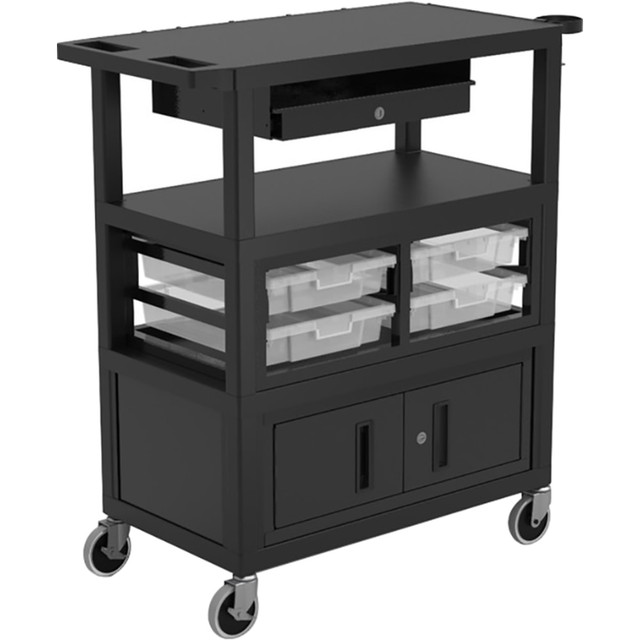 H. WILSON COMPANY ECMBSKBC-B Luxor Deluxe Teacher Cart, 35-5/8inH x 35-5/8inW x 18-1/4inD, Black