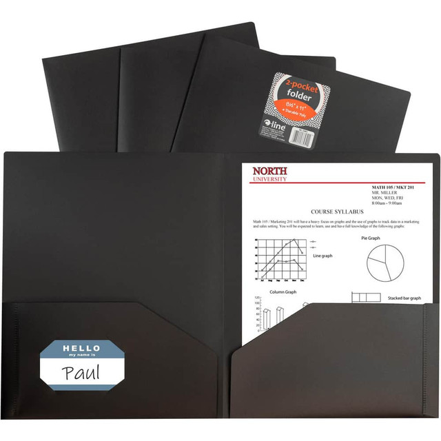 C-LINE. 33951-BX Portfolios, Report Covers & Pocket Binders; Color: Black ; Color: Black ; Overall Width: 9 ; Overall Length: 11.00 ; Material: Polypropylene