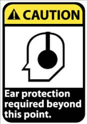 AccuformNMC Sign: Rectangle, "Caution - Ear Protection Required Beyond This Point" CGA23AB