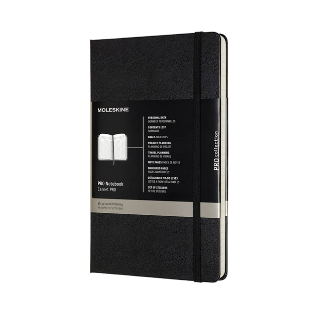 HACHETTE BOOK GROUP 620756 Moleskine PRO Notebook, 5in x 8-1/4in, 240 Pages, Black