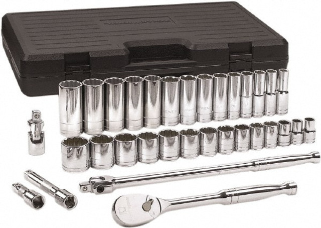 GEARWRENCH 80714D Deep Standard Socket Set: 33 Pc, 1/2" Drive, 7/16 to 1-1/2" Socket