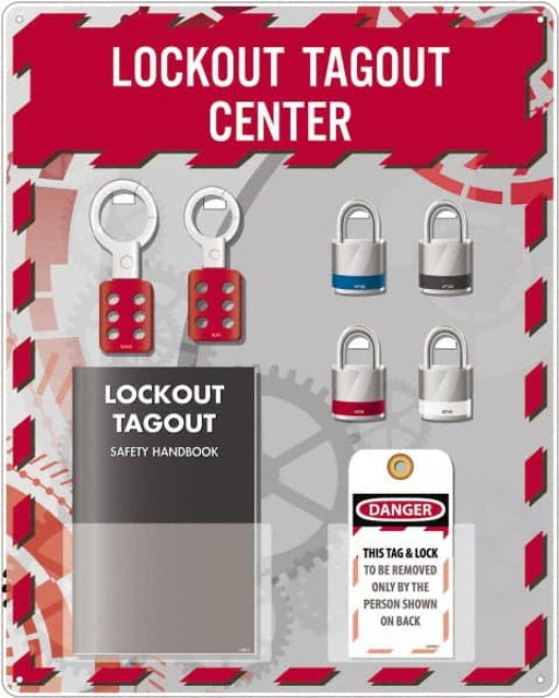 AccuformNMC LOTO4 Tag & Padlock/Hasp Lockout Station: Equipped, 4 Max Locks, Plexiglass Station