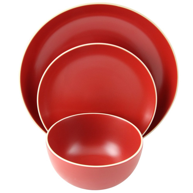 GIBSON OVERSEAS INC. 995100246M Gibson Home Rockaway 12-Piece Dinnerware Set, Matte Red