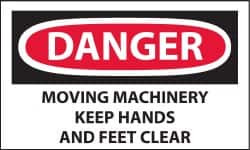 AccuformNMC Accident Prevention Label: "Danger - Moving Machinery - Keep Hands & Feet Clear", Rectangle, 5" Wide, 3" High D640AP