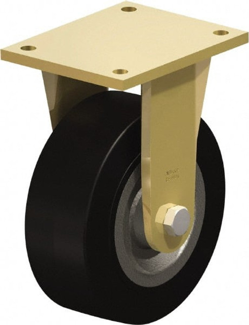Blickle 37770 Rigid Top Plate Caster: Solid Rubber, 8" Wheel Dia, 3-9/64" Wheel Width, 1,870 lb Capacity, 10-1/32" OAH