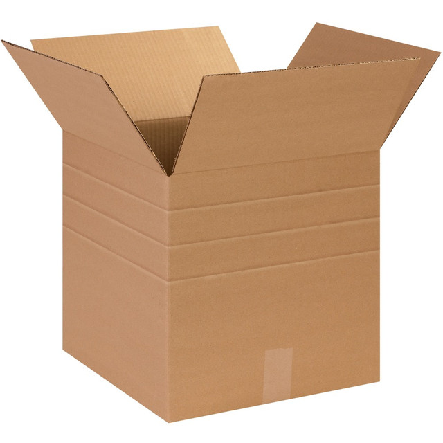 B O X MANAGEMENT, INC. Partners Brand MD141414  Multi-Depth Corrugated Boxes, 14in x 14in x 14in, Kraft, Pack Of 25