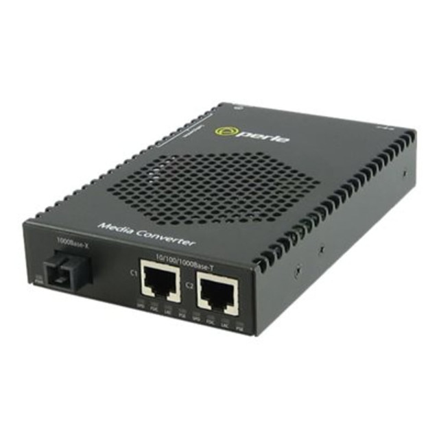 PERLE SYSTEMS Perle 05082164  S-1110DP-S1SC20U - Fiber media converter - GigE - 10Base-T, 100Base-TX, 1000Base-T, 1000Base-BX - SC single-mode / RJ-45 - up to 12.4 miles - 1310 (TX) / 1490 (RX) nm