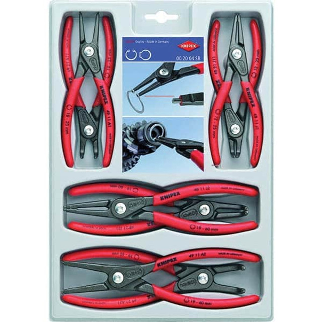 Knipex 00 20 04 SB Plier Sets; Set Type: Internal Ring Pliers ; Container Type: Plastic Tray ; Overall Length: 5-1/4 in; 7-1/4 in ; Handle Material: Non-Slip Plastic