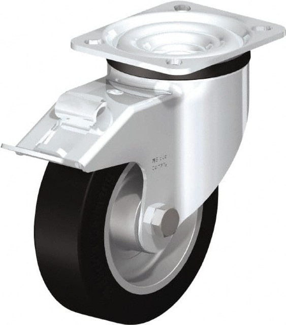 Blickle 613323 Swivel Top Plate Caster: Solid Rubber, 5" Wheel Dia, 1-37/64" Wheel Width, 550 lb Capacity, 6-7/64" OAH