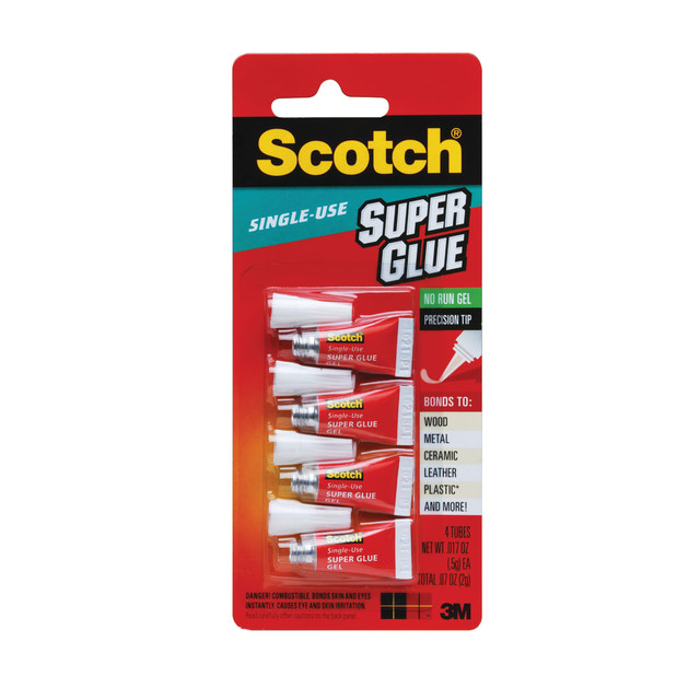 3M CO AD119 Scotch Super Glue Gel, Single-Use, 0.07 Oz., Clear, Pack Of 4 Tubes 3M CO AD119 Scotch Super Glue Gel, Single-Use, 0.07 Oz., Clear, Pack Of 4 Tubes
