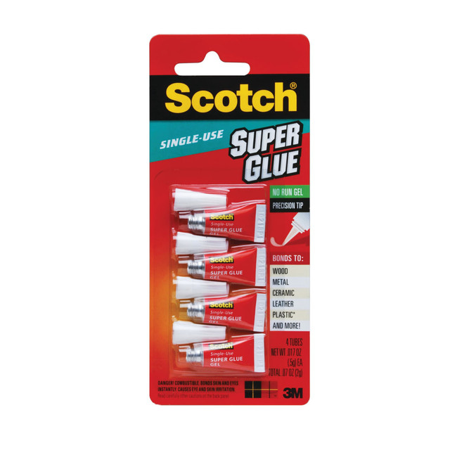 3M CO AD119 Scotch Super Glue Gel, Single-Use, 0.07 Oz., Clear, Pack Of 4 Tubes 3M CO AD119 Scotch Super Glue Gel, Single-Use, 0.07 Oz., Clear, Pack Of 4 Tubes