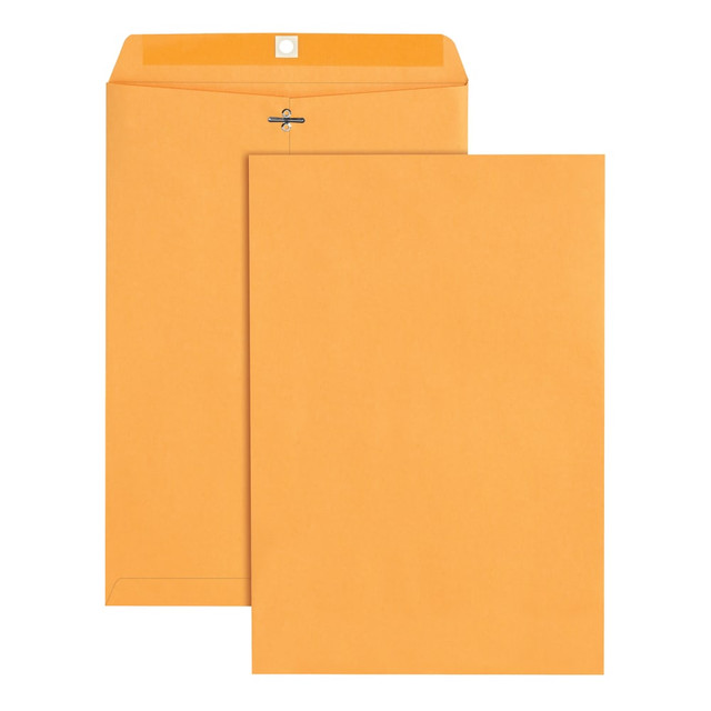 Send mailers, keep reports together and more with these large Office Depot envelopes. The clasp provides a secure closure, making them an ideal option for a variety of applications.  Reinforced metal clasp closure helps secure your documents inside.  Box of 100 envelopes.  Contains Recycled Content - See Specs for Details.