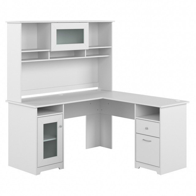 BUSH INDUSTRIES INC. CAB001WHN Bush Business Furniture Cabot 60inW L-Shaped Corner Desk With Hutch, White, Standard Delivery BUSH INDUSTRIES INC. CAB001WHN Bush Business Furniture Cabot 60inW L-Shaped Corner Desk With Hutch, White, Standard Delivery