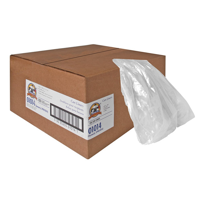 GENUINE JOE 01014  0.6 mil Trash Bags, 60 gal, 38inH x 58inW, Clear, 100 Bags