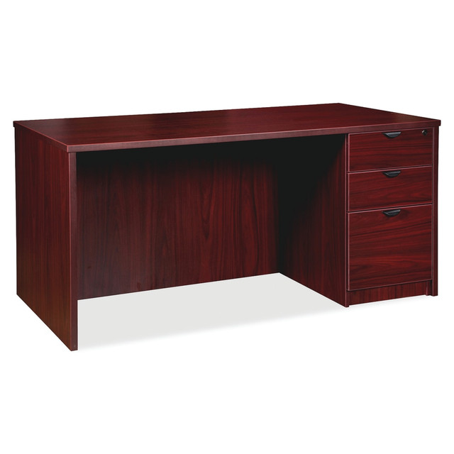 SP RICHARDS LLRPD3066RSPMY Lorell Prominence 2.0 66inW Right-Pedestal Computer Desk, Mahogany