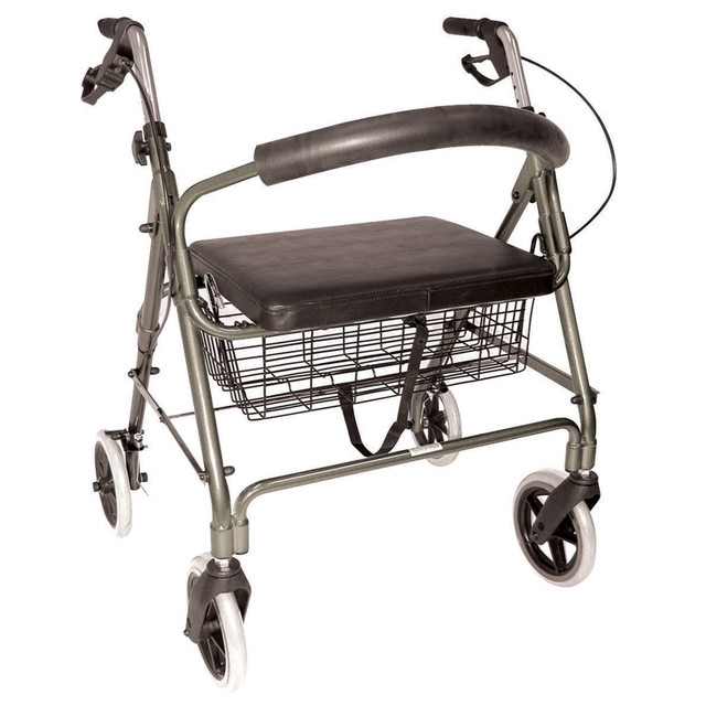 MABIS HEALTHCARE, INC. 501-1029-4100 DMI Lightweight Extra-Wide Aluminum Folding Rollator With Seat, Titanium