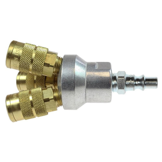 Coilhose Pneumatics 3002-16X Manifold: 1/4" Inlet, 1/4" Outlet, 1 Inlet Port, 3 Outlet Ports, 3" OAL, 3" OAW