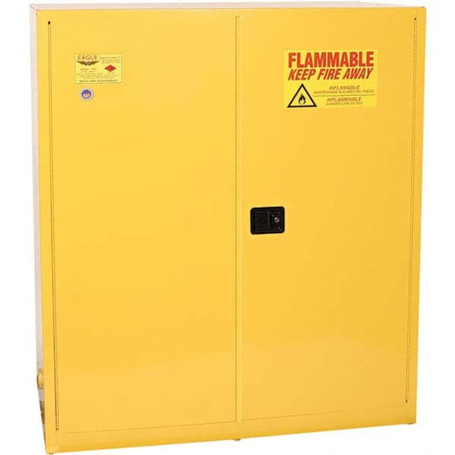 Eagle 1955X Flammable & Hazardous Storage Cabinets: 110 gal Drum, 2 Door, 1 Shelf, Manual Closing, Yellow