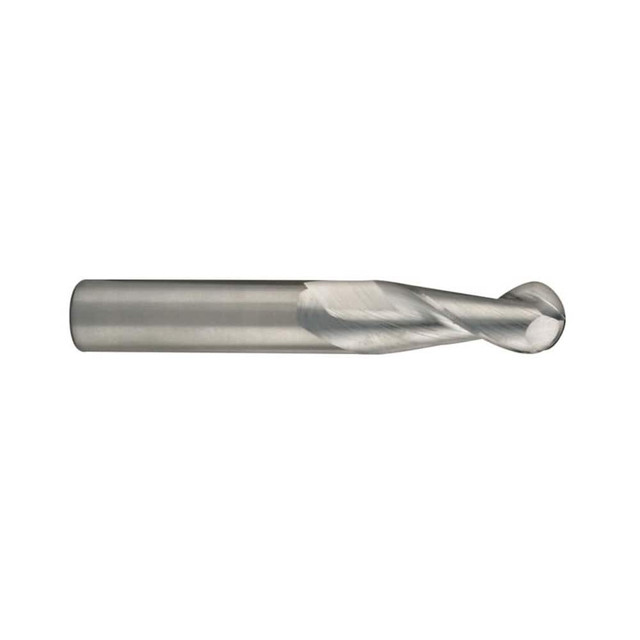 SGS 34638 Ball End Mill: 1" Dia, 2" LOC, 2 Flute, Solid Carbide