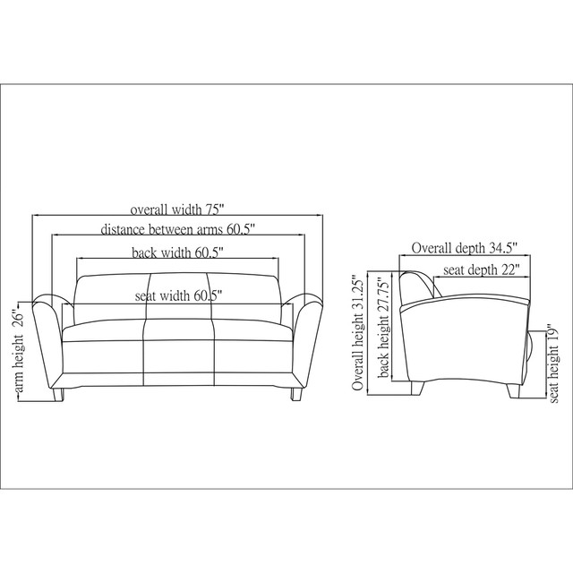 Lorell 68950 Lorell Accession Reception Sofa Lorell 68950 Lorell Accession Reception Sofa