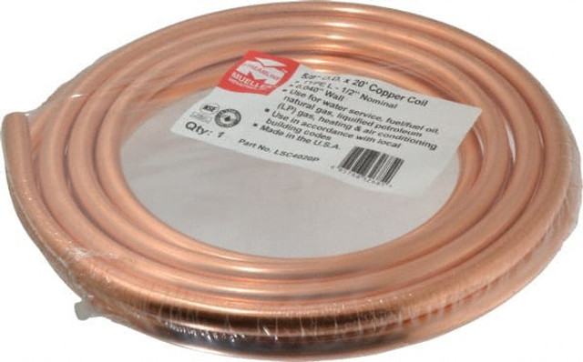 Mueller Industries LSC4020P 20' Long, 5/8" OD x 0.545" ID, Copper Seamless Tube