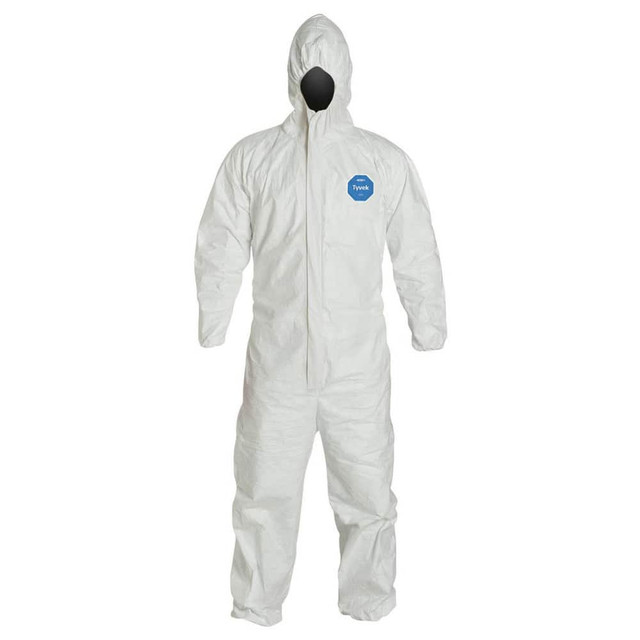 Dupont TY127SWH3X0025N Disposable Coveralls: Size 3X-Large, 1.2 oz, Film Laminate, Zipper Closure