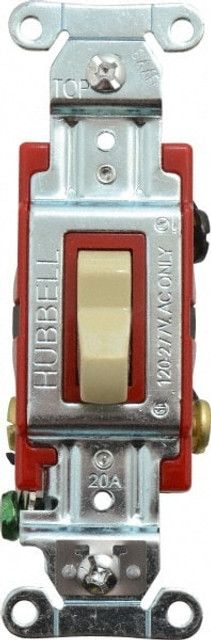 Hubbell Wiring Device-Kellems 1223I 3 Pole, 120 to 277 VAC, 20 Amp, Industrial Grade Toggle Three Way Switch