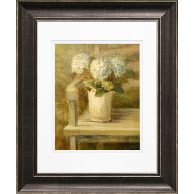 LCO DESTINY LLC Timeless Frames 55314  Diana Pewter-Framed Floral Artwork, 11in x 14in, Hydrangea Bouquet On Bench